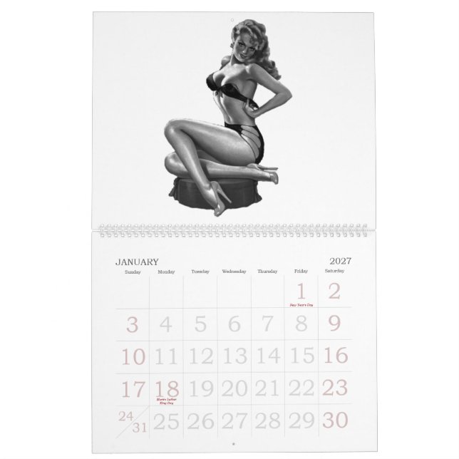 Calendario Chicas de anclaje de época 13 imágenes (Jan 2027)