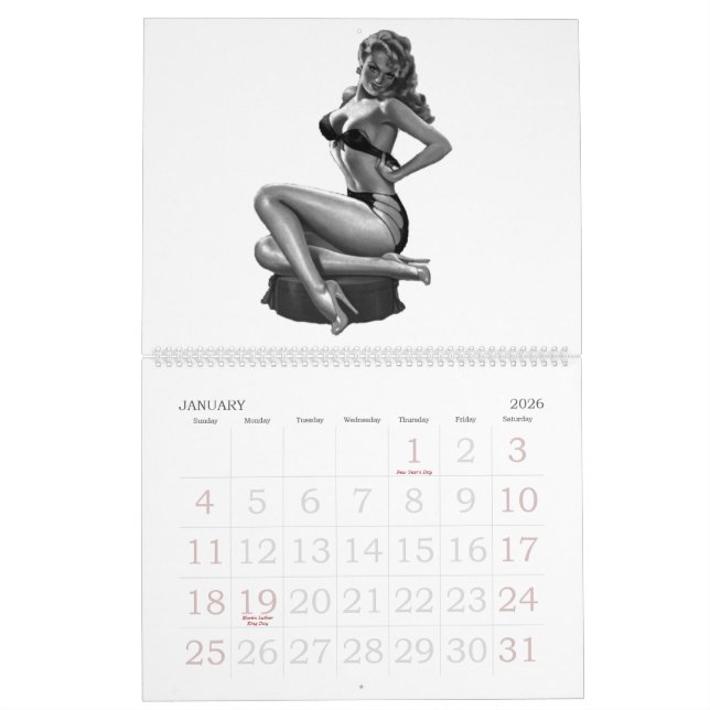 Calendario Chicas de anclaje de época 13 imágenes (Jan 2026)