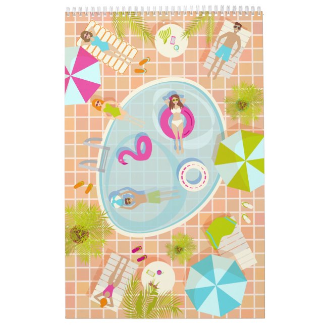 Calendario Chicas de bikini y chicos jugando al billar (Tapa)