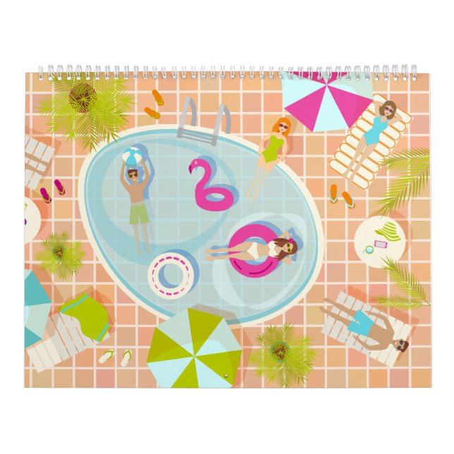 Calendario Chicas de bikini y chicos jugando al billar (Tapa)