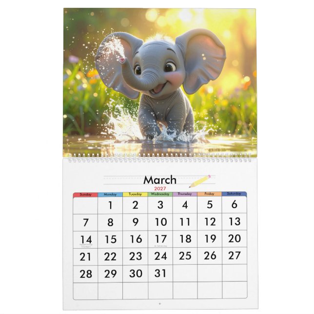 Calendario children’s 3D Cartoon Animal Calendar – Fun & Cute (Mar 2027)