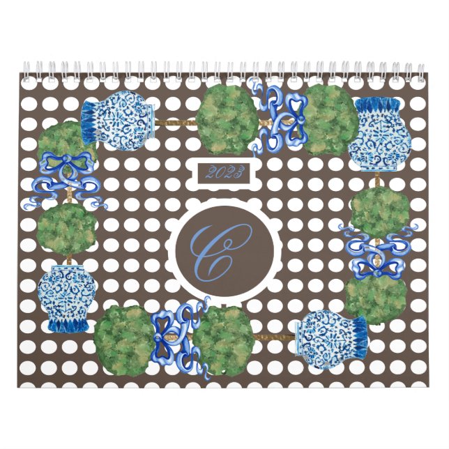 Calendario Chinoiserie Garden Topiary Ginger Jar Jars (Tapa)