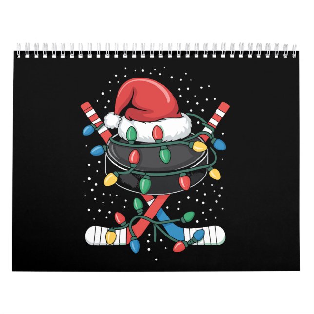 Calendario Christmas Hockey Xmas Santa Sports Hat Ball  (Tapa)
