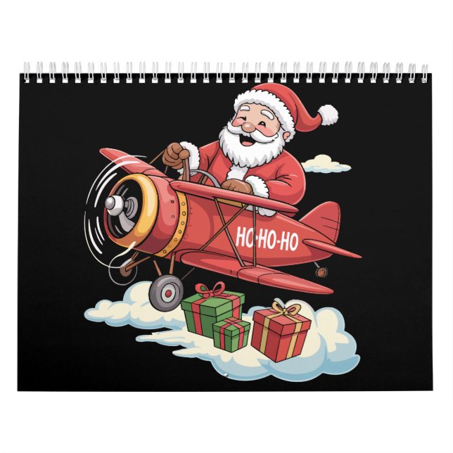 Calendario Christmas Santa Claus Pilot Flying Airplane Gift (Tapa)