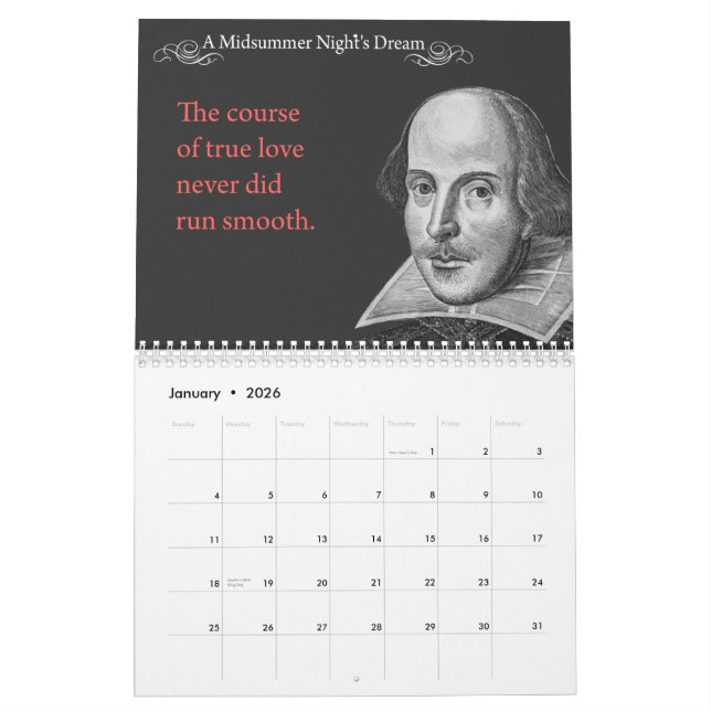Calendario Citas de Shakespeare.  2014 (Jan 2026)