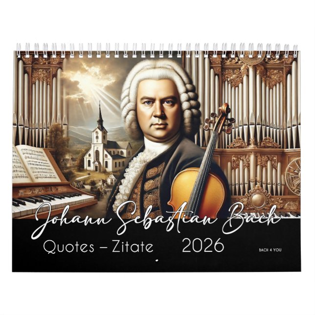Calendario Citas y retratos de Johann Sebastian Bach 2026 (Tapa)