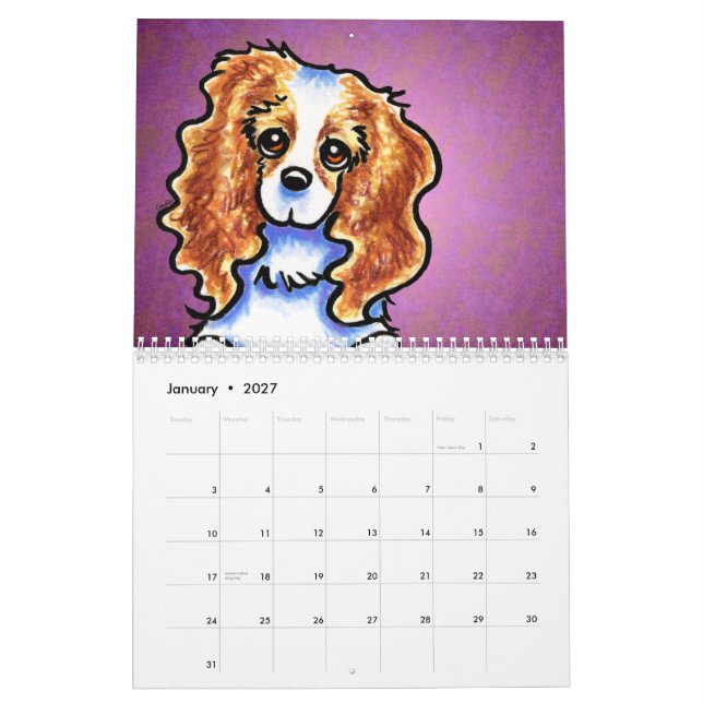 Calendario CKCS King Charles Spaniels Off Leash Art™ Vol 1 (Jan 2027)