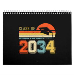 Calendario Clase De 2034 Crecer Con La Vintage De Graduado Pr