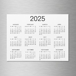 Calendario Clásico Blanco Y Negro 2025