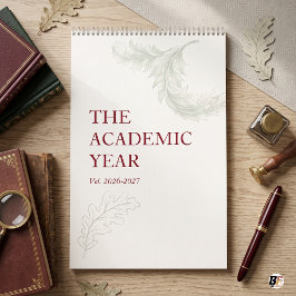 Calendario Clásico de Tipografía Burgundy Año Académico