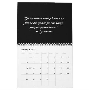 Calendario Clásico y elegante guión negro personalizado cita 