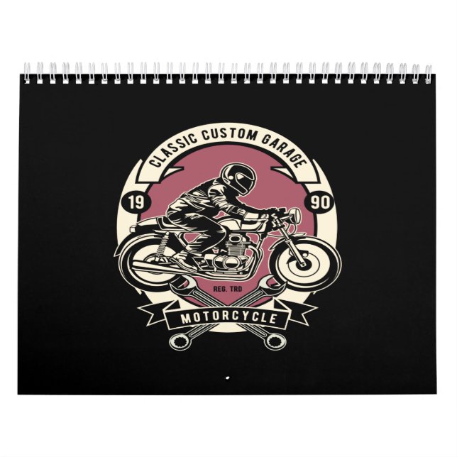 Calendario classic custom garage motorcycle (Tapa)
