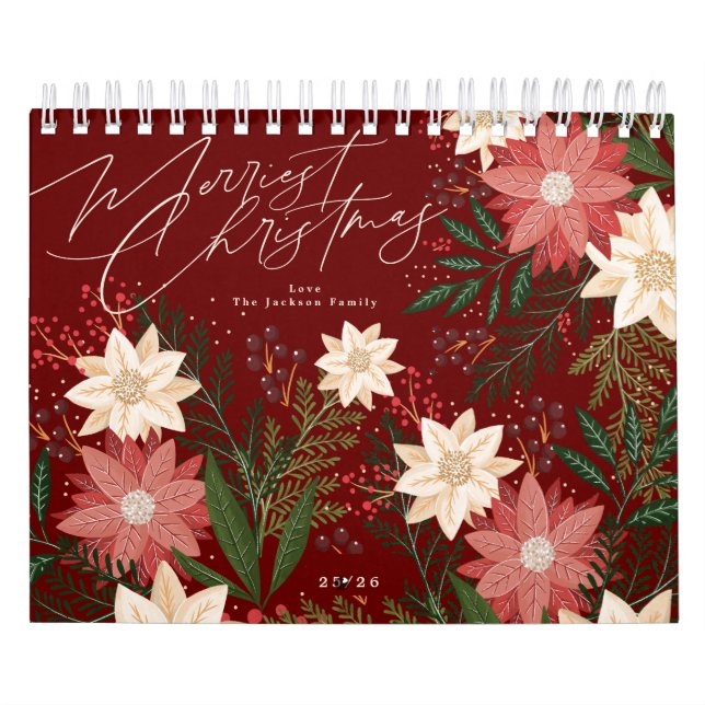 Calendario Classic Maroon Merry Christmas (Tapa)