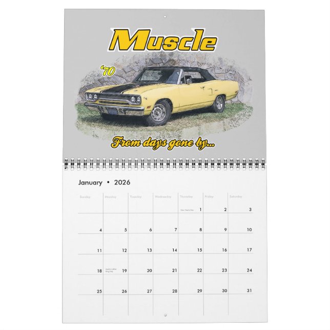 Calendario Coches musculares del pasado Calender (Jan 2026)