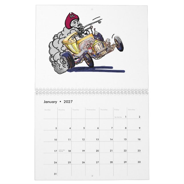 Calendario Coches y coches de carreras frescos (Jan 2027)