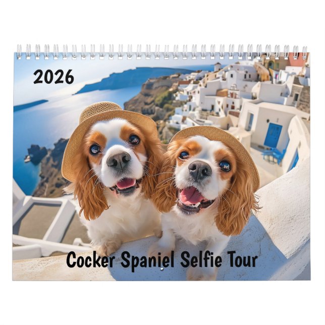 Calendario Cocker Spaniel Selfie Tour - 2026 Travel Calendar (Tapa)