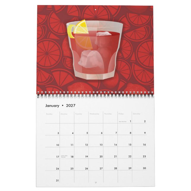 Calendario cóctel Americano (Jan 2027)