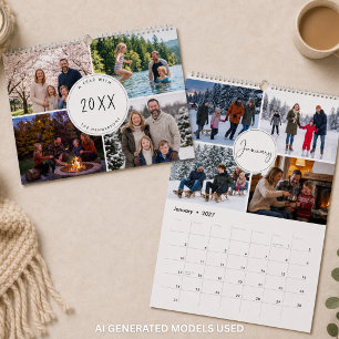 Calendario Colage de Fotos con Letra Moderna Personalizada pa