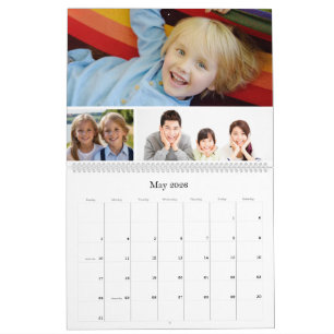 Calendario Colage de Fotos de Amigos de la Familia Rojo Perso