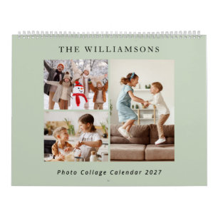 Calendario Colage de Fotos de Familia Moderno Verde Salvia 20