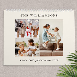 Calendario Colage de Fotos Moderno en Crema Cálida Familia 20