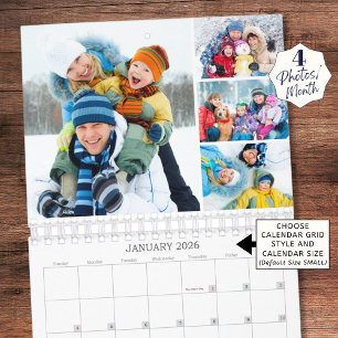 Calendario Colage de Fotos Personalizado Simple 4 por Mes