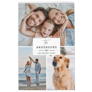 Calendario Colaje de Fotos Familiares Personalizado Elegante