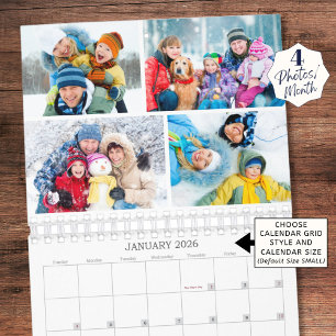 Calendario Colaje de Fotos Personalizado Simple 4 por Mes