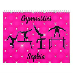Calendario Colcha de Gimnasia Rosa Caliente Falso Rhinestone