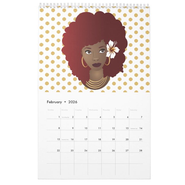 Calendario Colección de belleza natural | Puntos de Polka (Feb 2026)