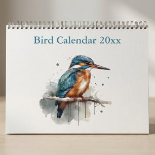 Calendario Colección de pájaros en acuarela, personalizada