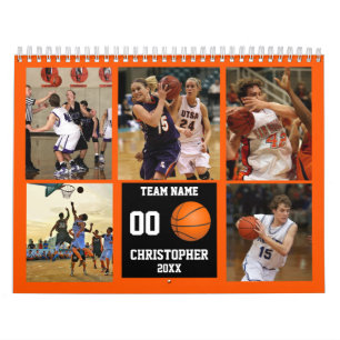 Calendario Collage de fotos de baloncesto personalizado