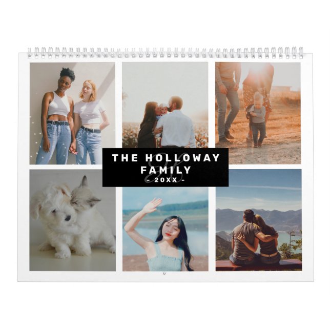 Calendario Collage de fotos de nombre de monograma familiar m (Tapa)