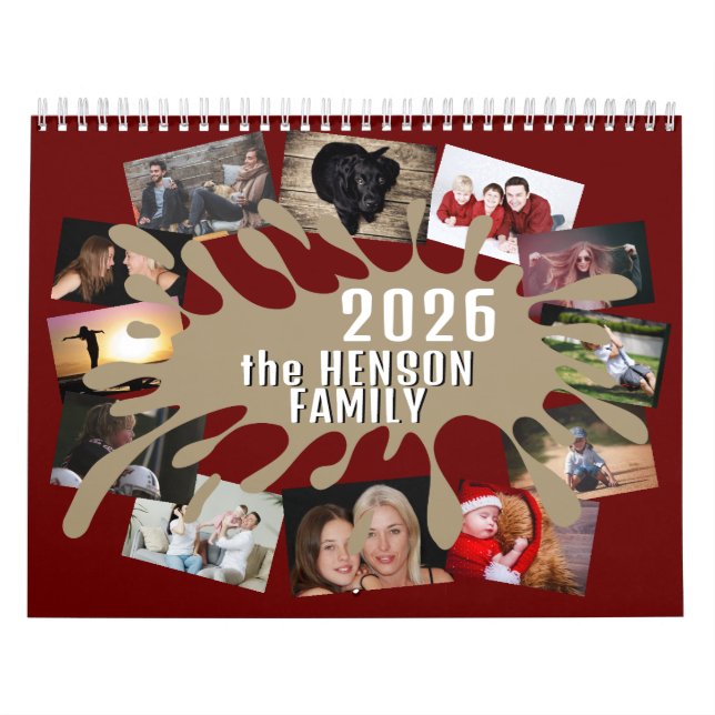 Calendario collage de fotos del Personalizado de salpicaduras (Tapa)
