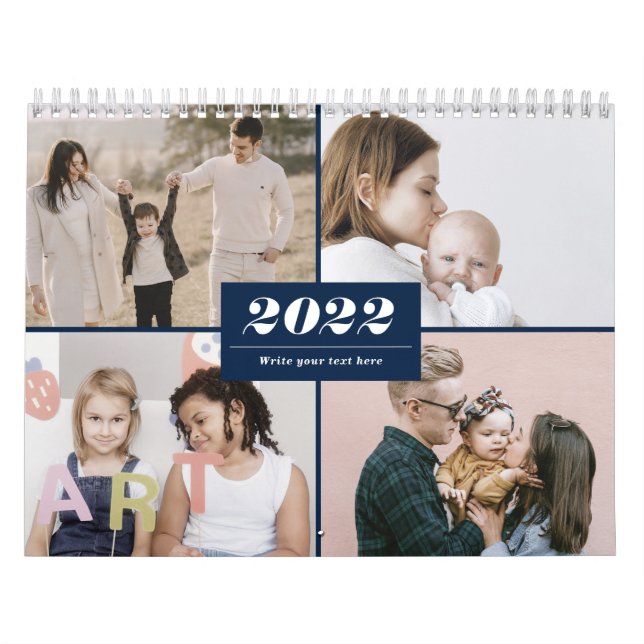 Calendario collage de fotos familiar 2022 Modern Simple Elega (Tapa)