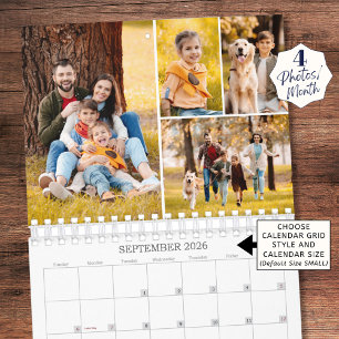 Calendario Collage de Fotos Familiares 4 Fotos por Mes