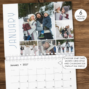 Calendario Collage de Fotos Familiares 6 por Mes Moderno