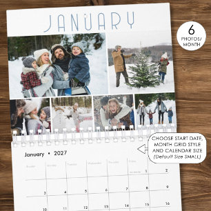 Calendario Collage de Fotos Familiares 6 por Mes Moderno