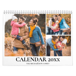 Calendario Collage de Fotos Familiares Personalizadas Acuarel