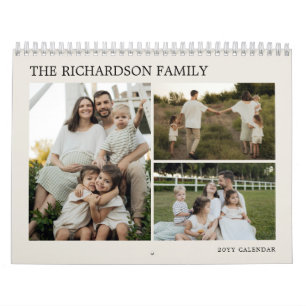 Calendario Collage de Fotos Familiares Personalizado Moderno