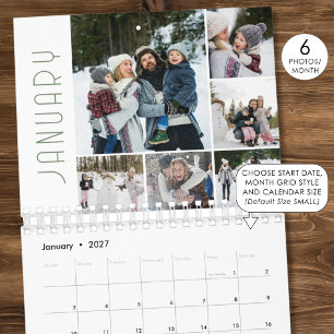 Calendario Collage de Fotos Moderno 6 Fotos por Mes