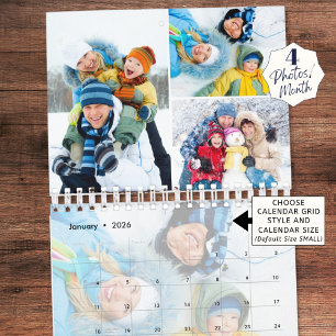 Calendario Collage de fotos personalizadas simple 4 por mes 2