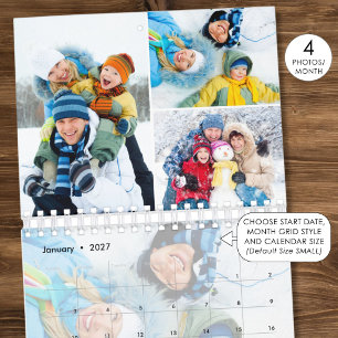 Calendario Collage de fotos personalizadas simple 4 por mes 2