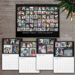 Calendario Collage de fotos personalizado moderno para famili