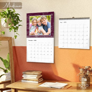 Calendario Collage de fotos personalizado Rose Line Art 2026
