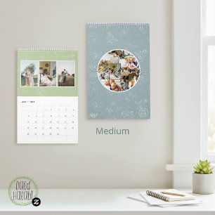 Calendario Collage de fotos personalizado Rose Line Art 2026