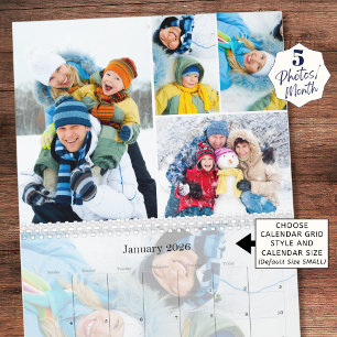 Calendario Collage de Fotos Simple 5 por Mes Personalizado