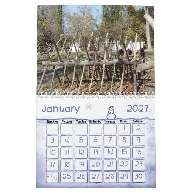 Calendario colonial de Williamsburg 2013 (Jan 2027)