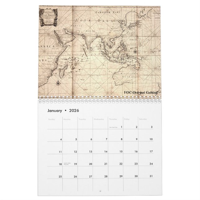 Calendario colonial holandés de los mapas (Jan 2026)
