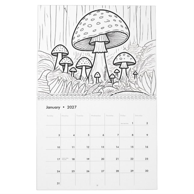 Calendario Colorea tú mismo  (Jan 2027)